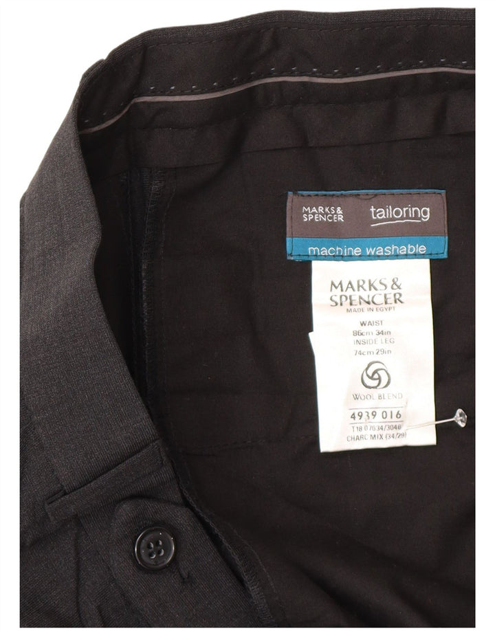 Marks & Spencer herre skræddersyede jakkesætsbukser W34 L29 grå polyester