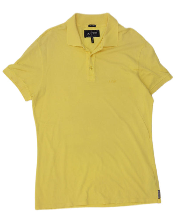 Armani Jeans Herre Muscle Fit Polo Shirt XL Gul Bomuld