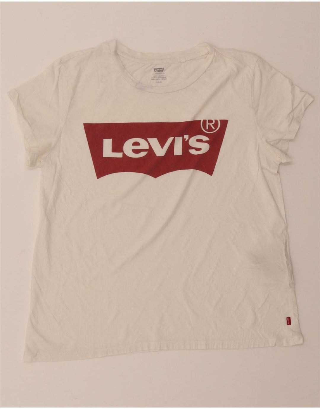 LEVI'S Womens Graphic T-Shirt Top UK 14 Large White Cotton Vintage Levi's and Second-Hand Levi's from Messina Hembry 