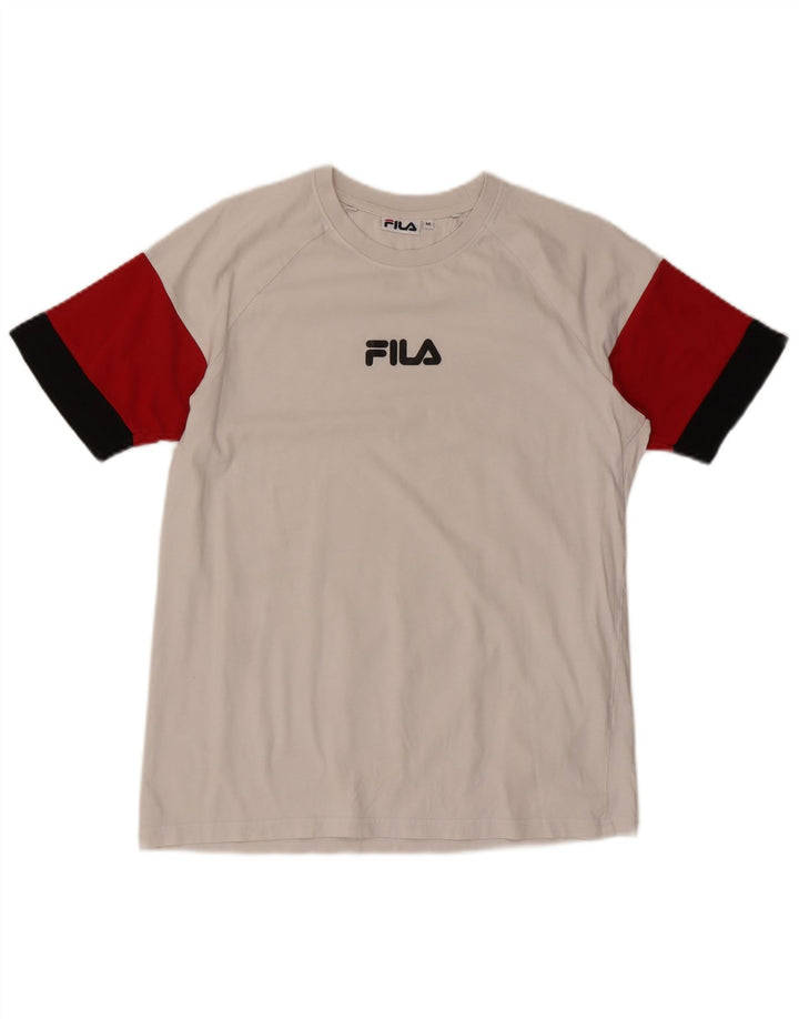 Fila Herre grafisk T-shirt Top Medium White Colourblock