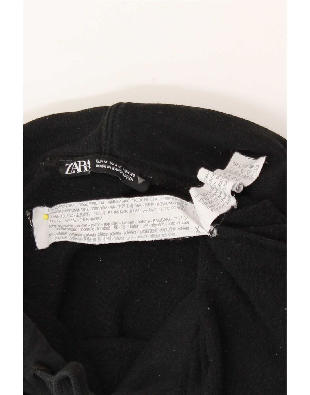 Zara Dame Oversized Hoodie Jumper UK 14 Medium Sort Bomuld