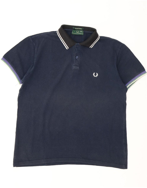 FRED PERRY Rugby poloshirt til mænd 2XL marineblå bomuld