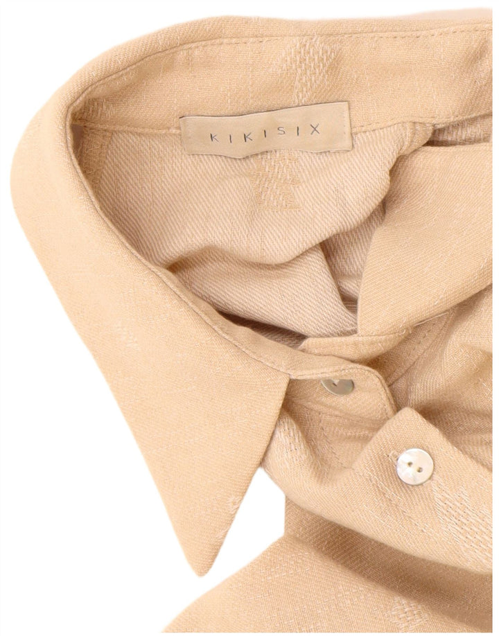 KIKISIX kvinders abstrakt mønster ærmeløs Maxikjole UK 14 Medium Beige