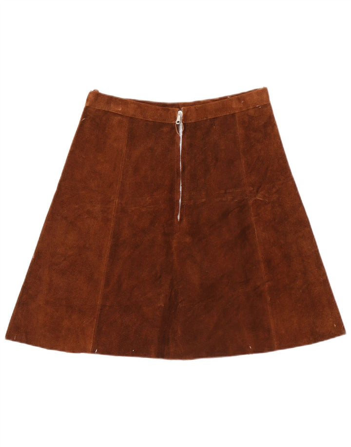 Vintage dame ruskind A-line nederdel W28 medium brun