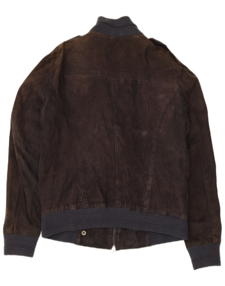 Koan Womens Military Suede Bomber Jacket IT 44 Medium Black Læder