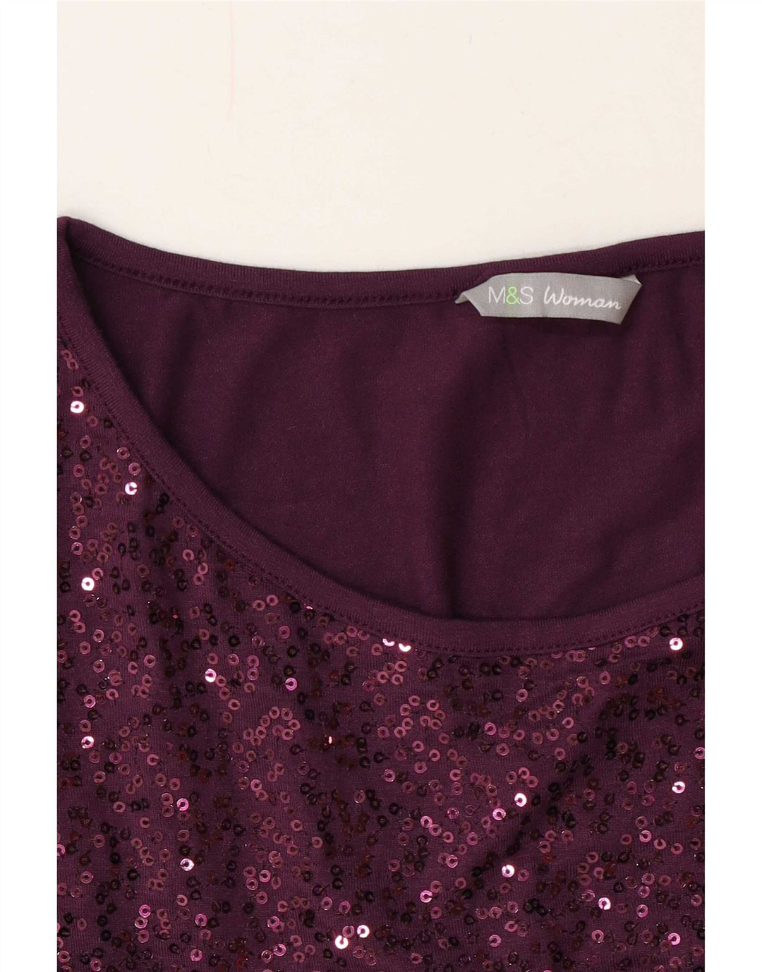 Marks & Spencer Dame Pailletbluse Top UK 14 Large Burgundy