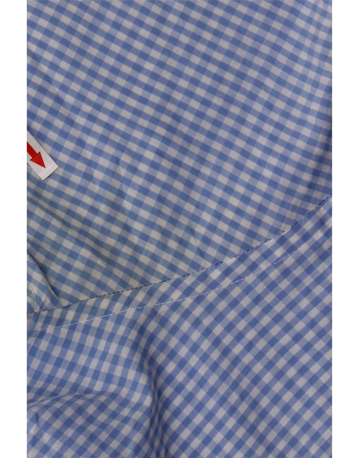 PIERRE CARDIN Kortærmet herreskjorte med normal pasform XL Blå Gingham