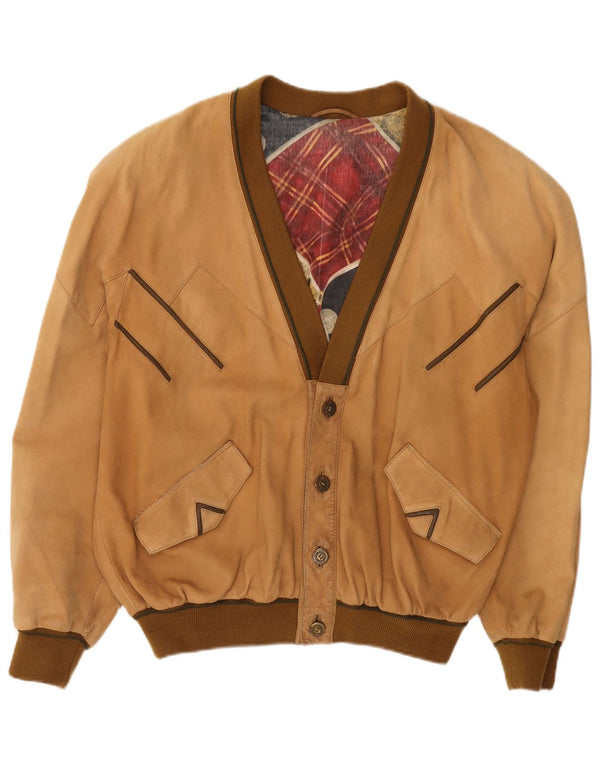 Toni Mir Mens Suede Bomber Jacket UK 42 XL Brown Leather