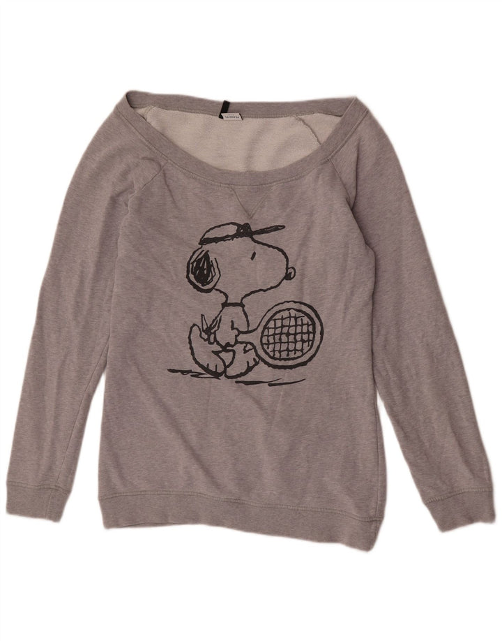 Benetton Womens Peanuts Graphic Sweatshirt Jumper UK 14 Medium Grey