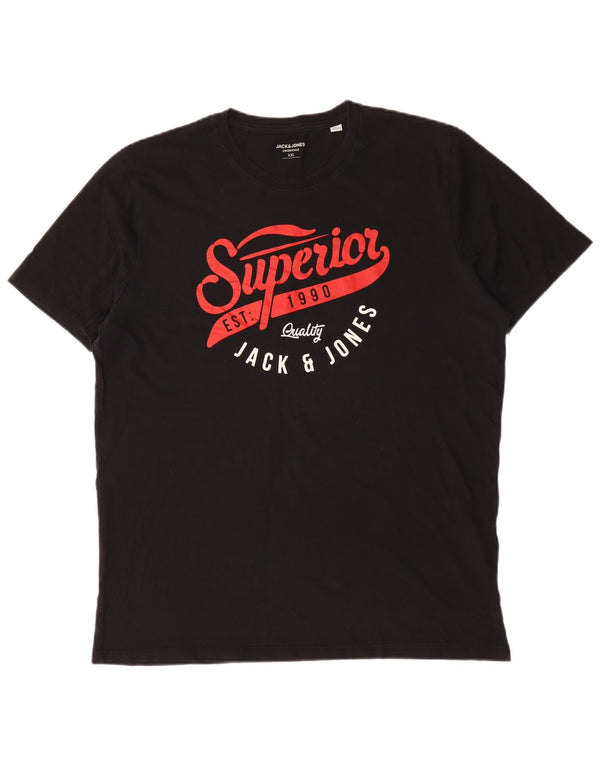 Jack & Jones Herre grafisk T-shirt top 2XL sort bomuld