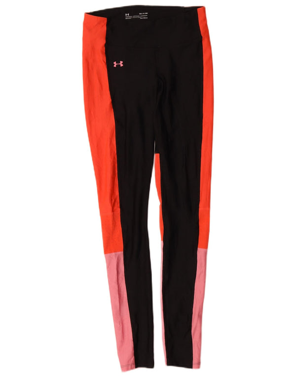 Under Armour Womens Heat Gear Leggings UK 8 Small Multicolor Colourblock