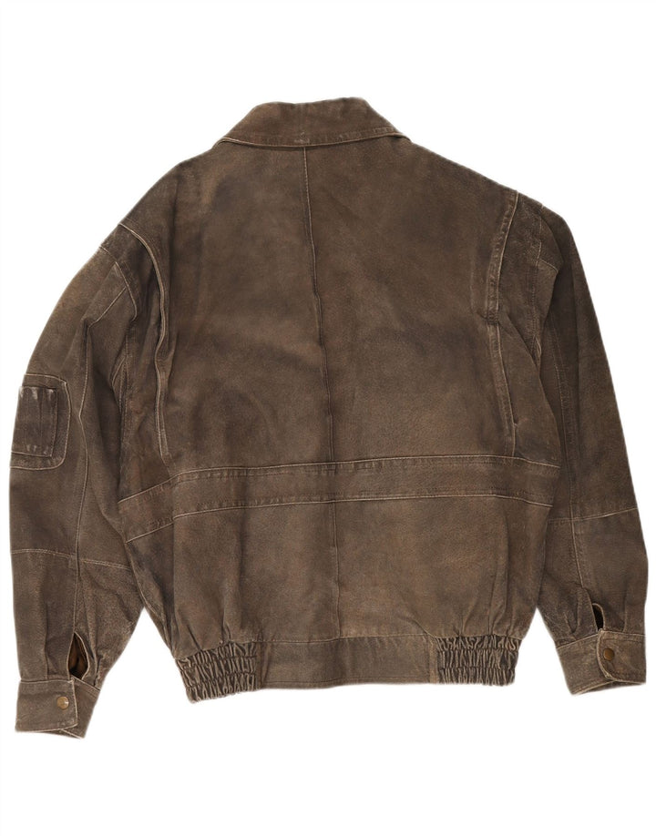 Front Line Herre Læderjakke IT 48 Medium Khaki