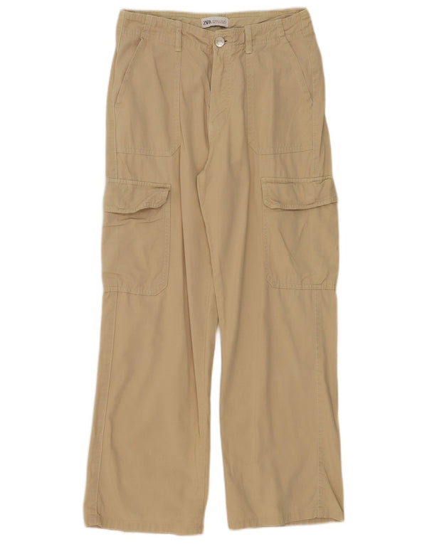 Zara Dame Loose Fit Cargo Bukser EU 36 XS W26 L27 Beige