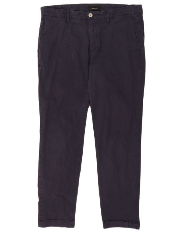 Massimo Dutti Mens Slim Fit Chino Trousers EU 42 Large W32 L28 Navy Blue