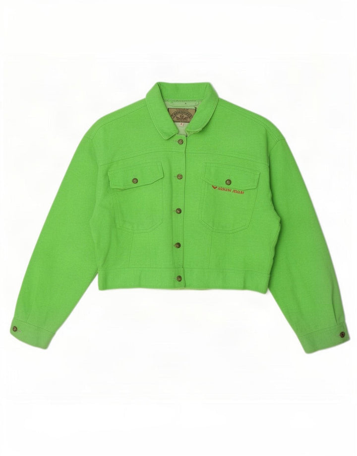 Armani Jeans Dame Crop Bomber Jacket IT 44 Medium Grøn Bomuld