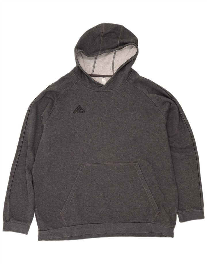ADIDAS Mens Hoodie Jumper 2XL Grey Cotton