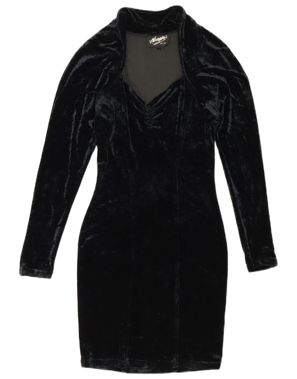 Nicowa Womens Velvet Bodycon Dress UK 10 Small Navy Blue Acetate
