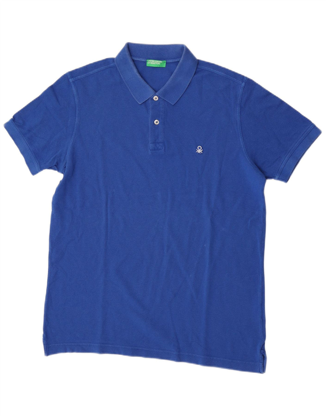 BENETTON Herre poloshirt Stor blå bomuld