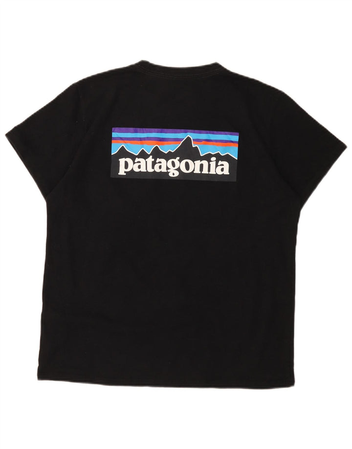 Patagonia Dame Grafisk T-Shirt Top UK 16 Stor Sort Polyester