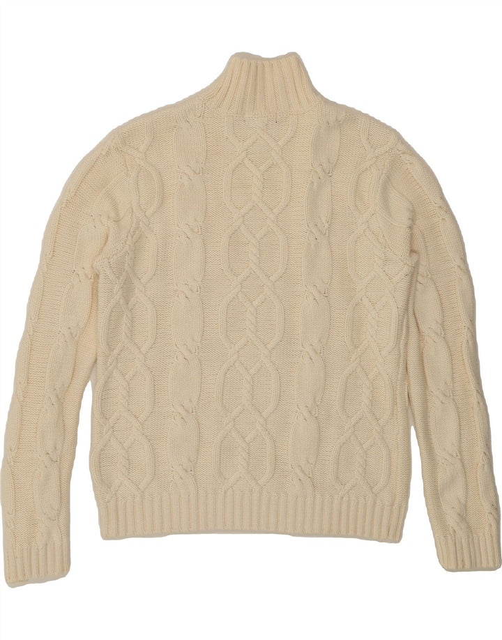 CHAPS Womens Turtle Neck Jumper Sweater UK 14 Medium Off White Cotton Vintage Chaps and Second-Hand Chaps from Messina Hembry 