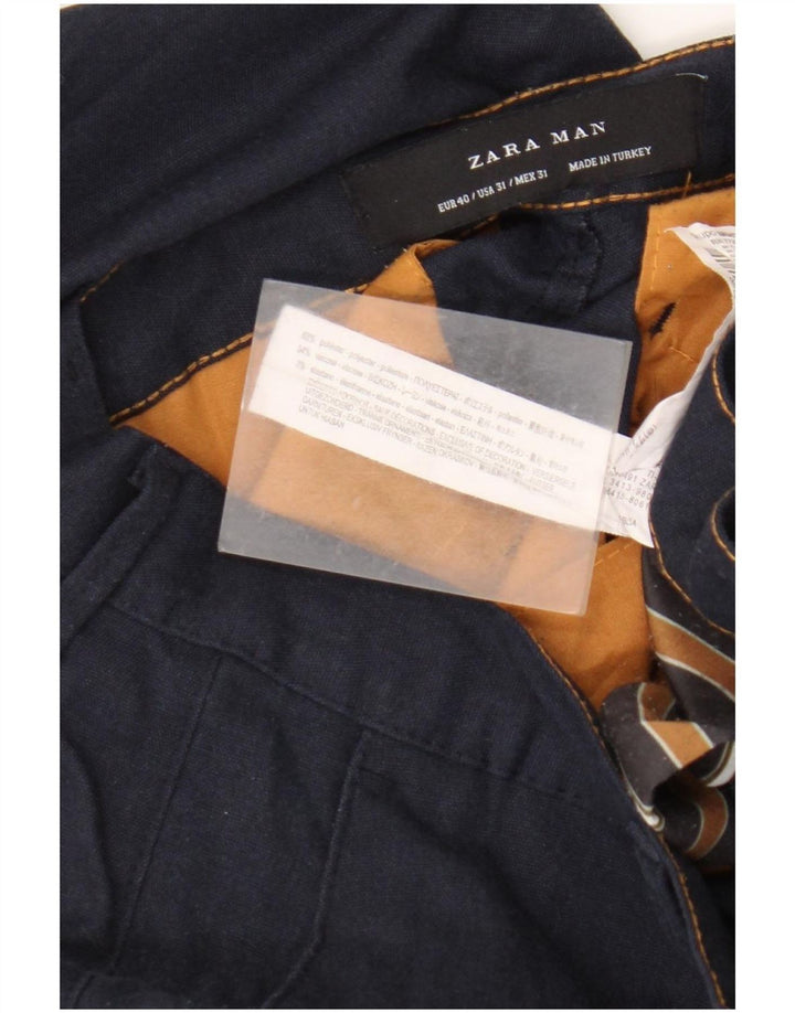 Zara Herre Slim Chino Bukser EU 40 Medium W31 L30 Marineblå Polyester