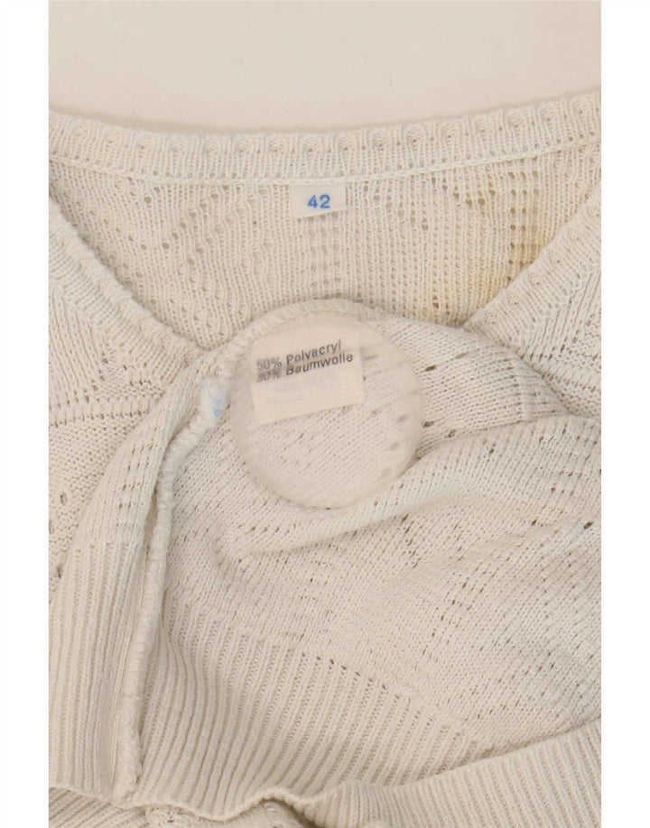 Vintage Womens Button Neck Jumper Sweater IT 42 Medium White Acryl