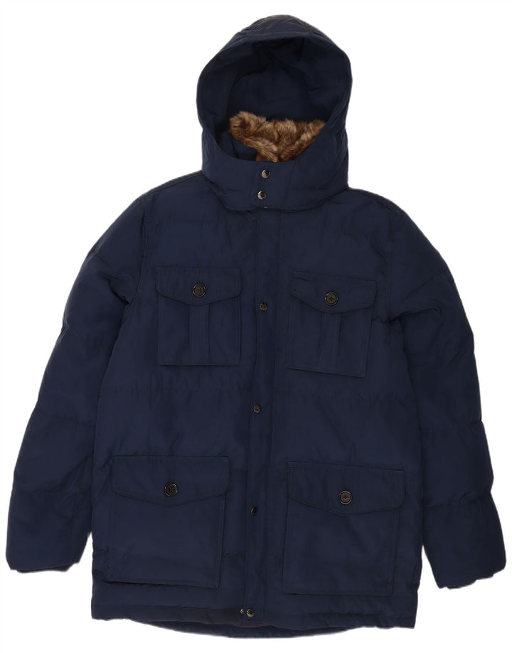 Tommy Hilfiger Herre hættepolstret jakke UK 44 2XL Navy Blue Polyester