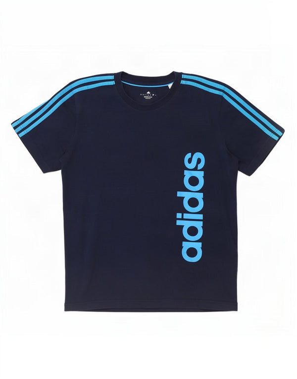 Adidas Herre Climalite grafisk T-shirt top Stor marineblå bomuld