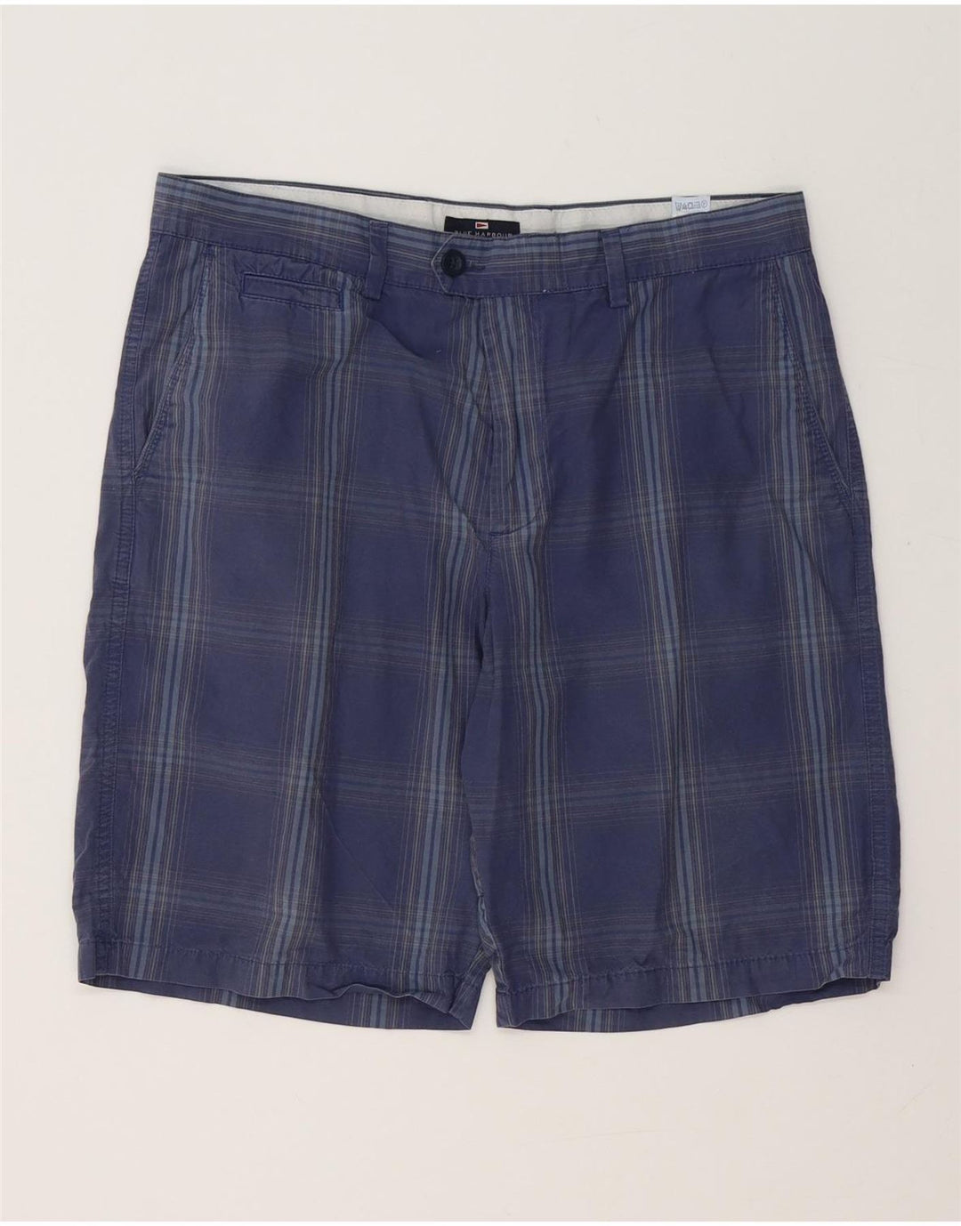 Marks & Spencer Herre Blue Harbor Chino Shorts W34 Large Navy Blue Check