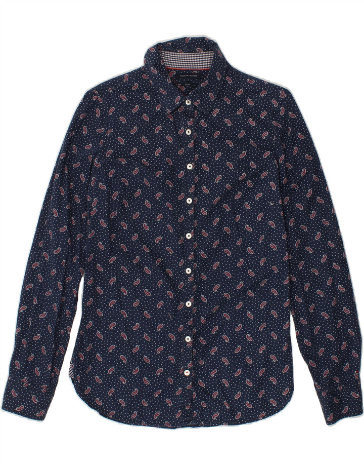 TOMMY HILFIGER Womens Fitted Shirt US 6 Medium Navy Blue Paisley Cotton Vintage Tommy Hilfiger and Second-Hand Tommy Hilfiger from Messina Hembry 