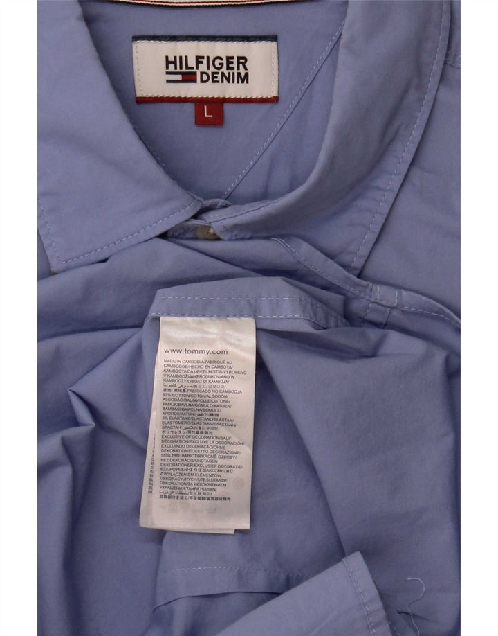 Tommy Hilfiger Herre Slim Fit Skjorte Stor Blå Bomuld