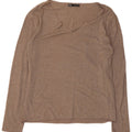 Zara Dametop Langærmet UK 12 Medium Brun Viscose