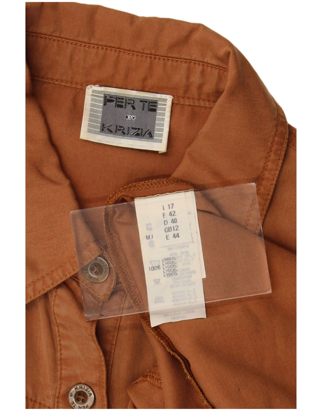 Perte by Krizia Dame 3/4-ærmet pullover skjortekjole UK 12 Medium Brown