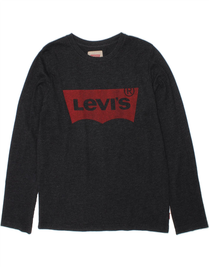 LEVI'S Boys Graphic Top Long Sleeve 13-14 Years Grey Vintage Levi's and Second-Hand Levi's from Messina Hembry 