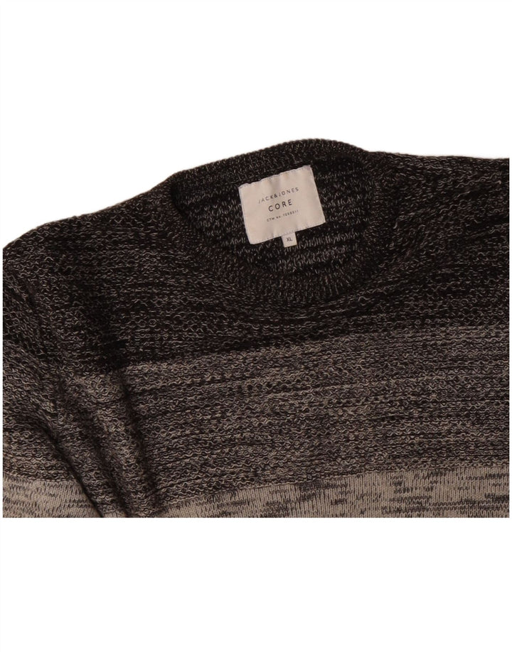 JACK & JONES Herre sweater med rund hals XL Gråstribet bomuld