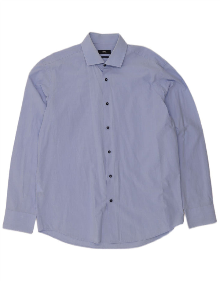 Hugo Boss Herre Regular Fit Skjorte Størrelse 43 17 XL Blå Bomuld