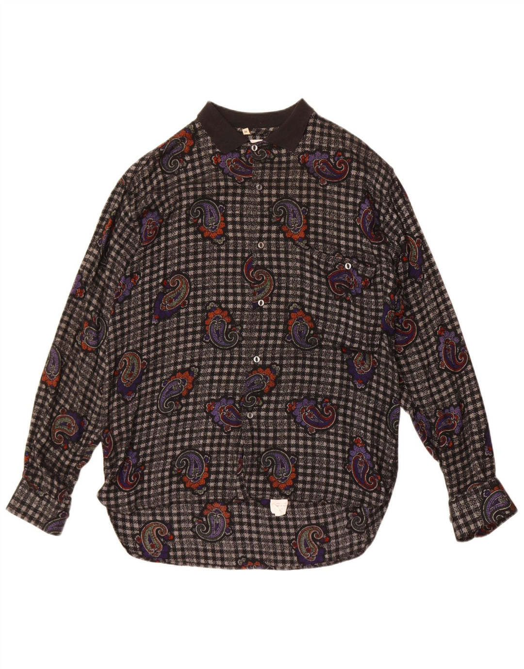 Vintage flannelskjorte til mænd Medium Sort Paisley Viscose