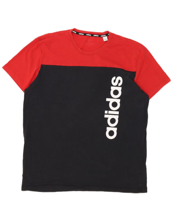 Adidas Grafisk T-Shirt Top til mænd XL Rød Colourblock Bomuld