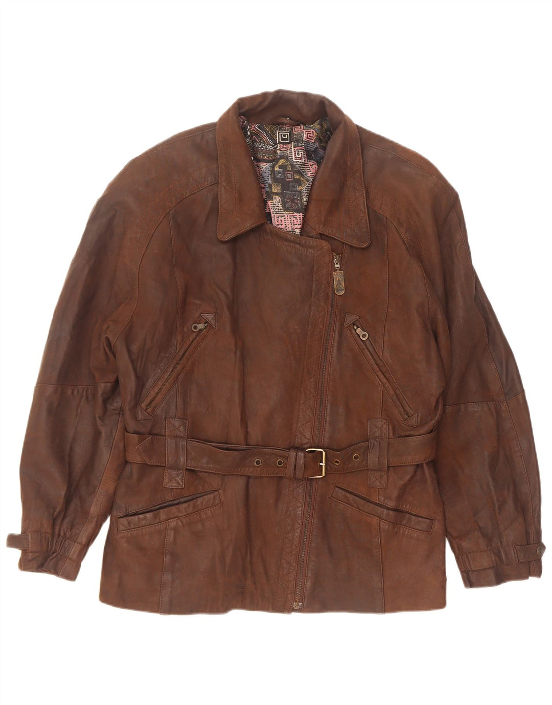 Vintage dame bikerjakke IT 42 medium brun