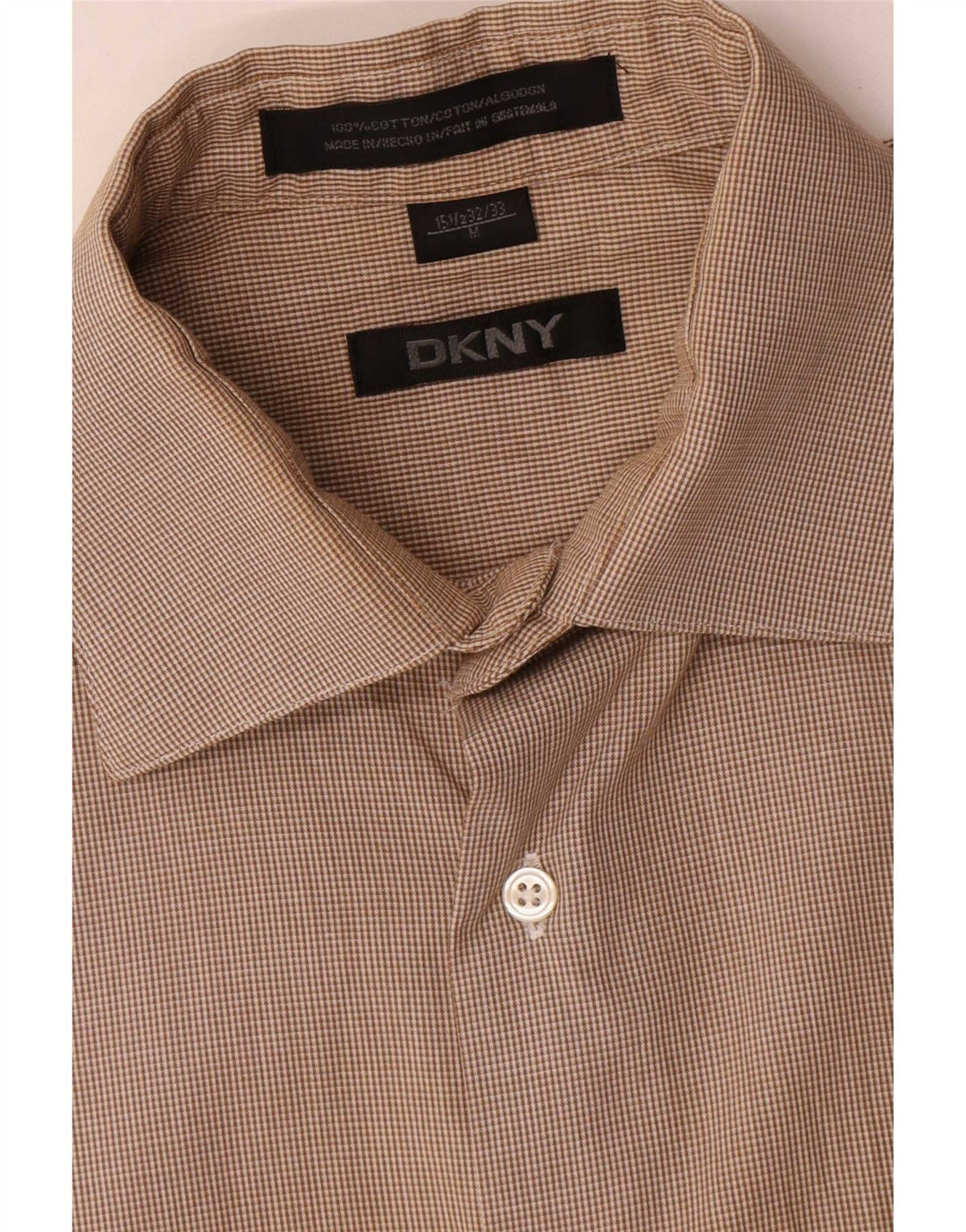 Dkny Herreskjorte Str. 15 1/2 Medium Brun Ternet Bomuld