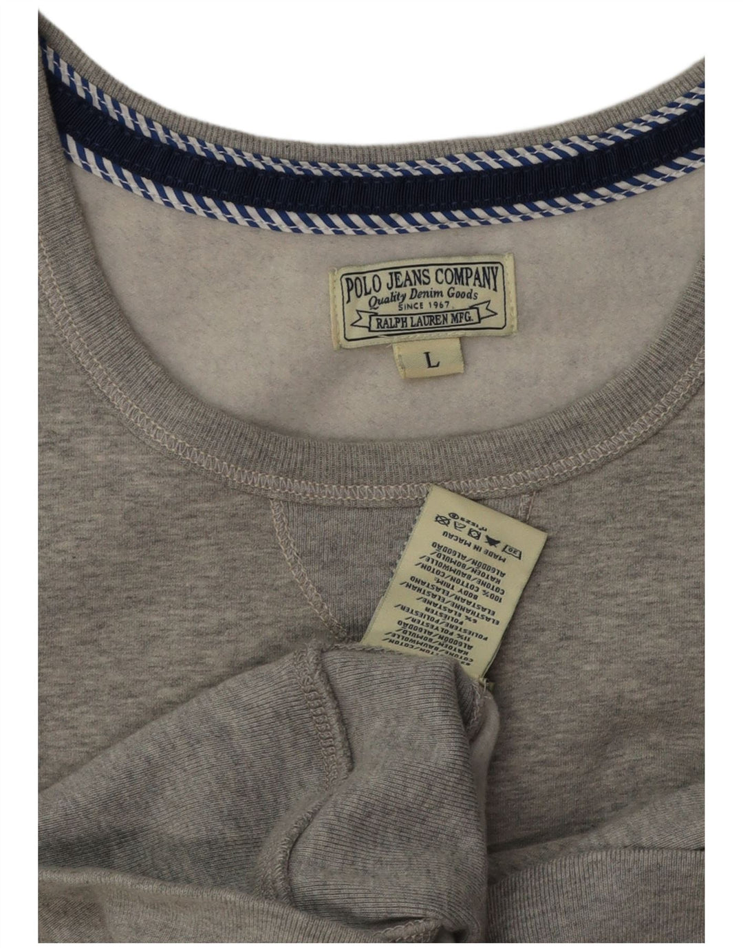 POLO RALPH LAUREN Dame Longline Sweatshirt Jumper UK 16 Large Grå