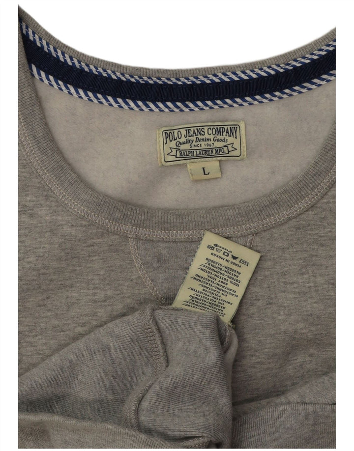 POLO RALPH LAUREN Dame Longline Sweatshirt Jumper UK 16 Large Grå