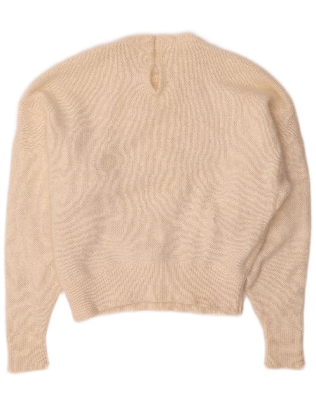 VINTAGE Dame sweater med rund hals DK 14 Medium Off White