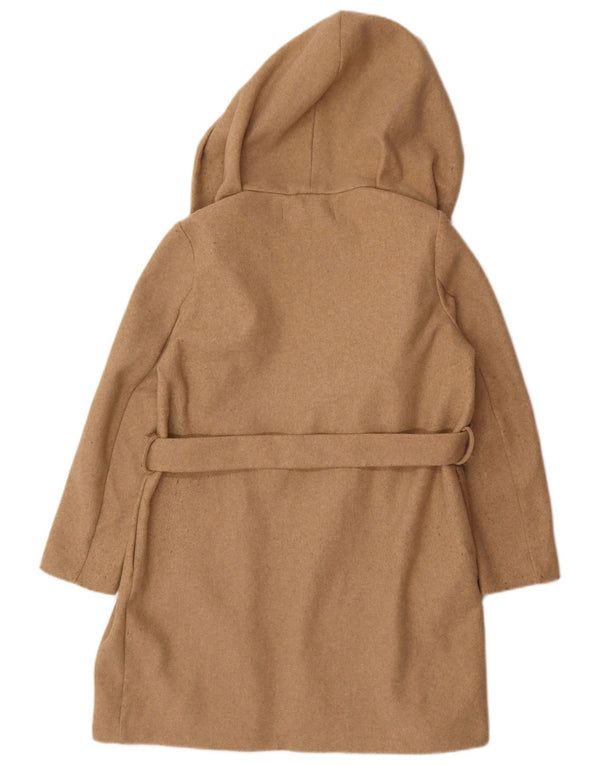 Zara Dame Hætte Oversized Overfrakke UK 10 Small Beige Polyester