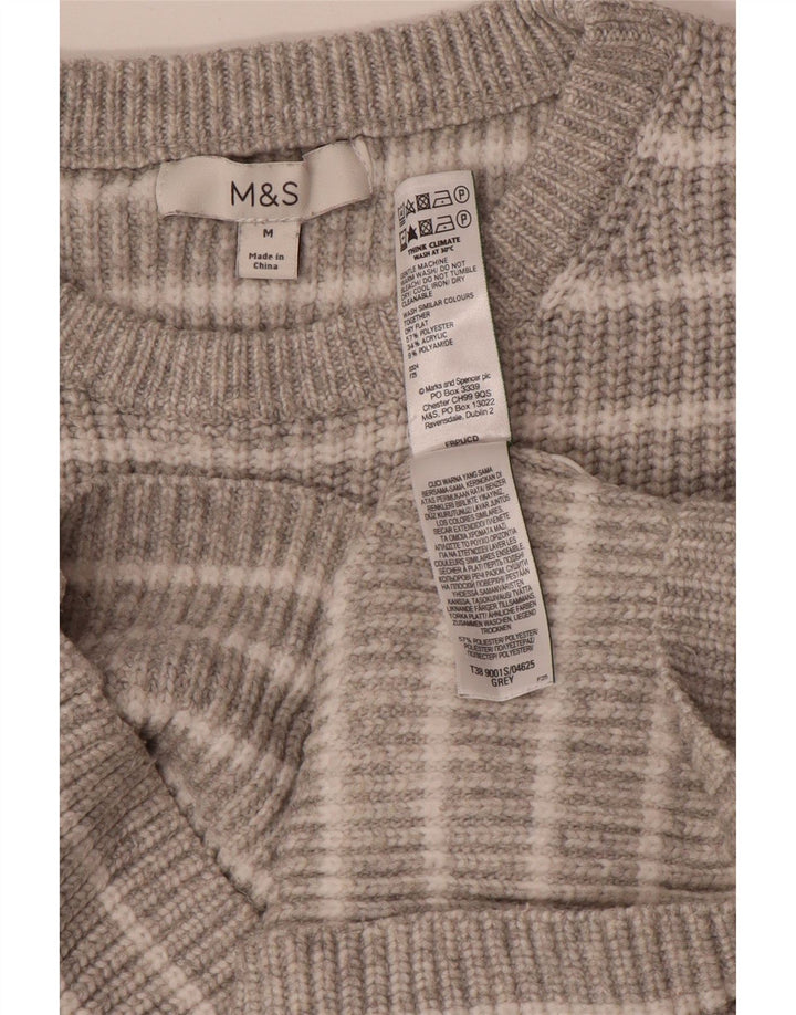 Marks & Spencer Dame sweater med rund hals DK 14 Mellem grå stribet