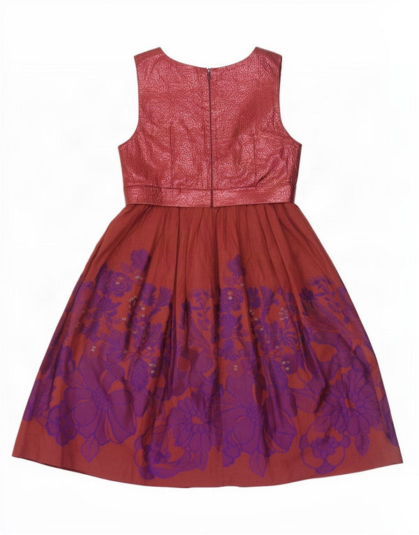 Vintage dame ærmeløs A-line kjole EU 40 Medium Brown Floral