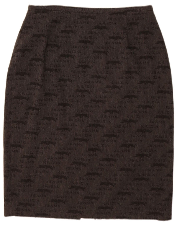 KRIZIA JEANS Grafisk blyantnederdel til kvinder UK 12 Medium W28 Grå