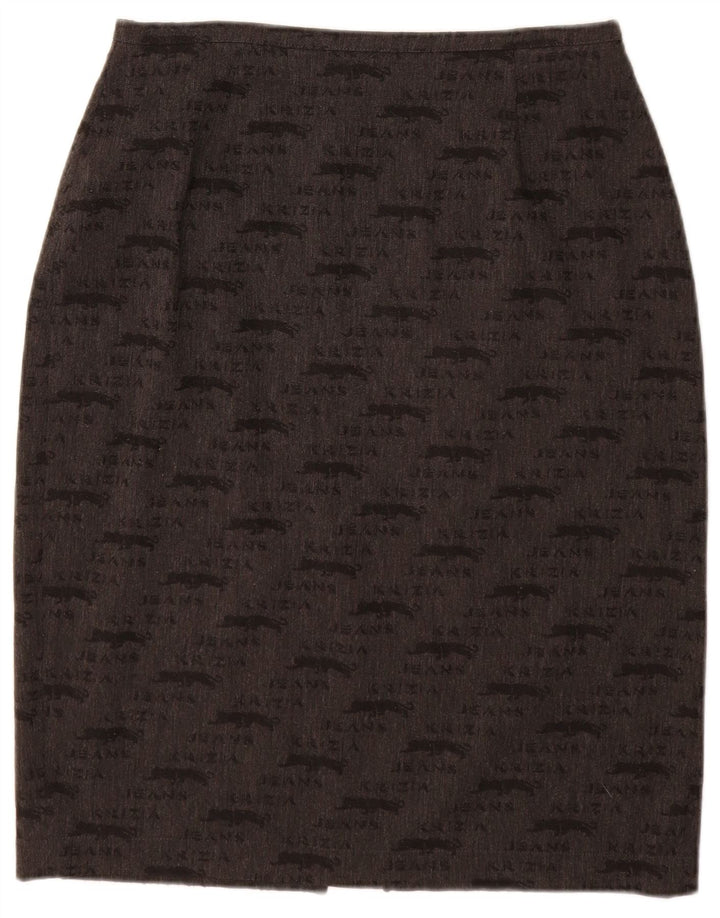 KRIZIA JEANS Grafisk blyantnederdel til kvinder UK 12 Medium W28 Grå