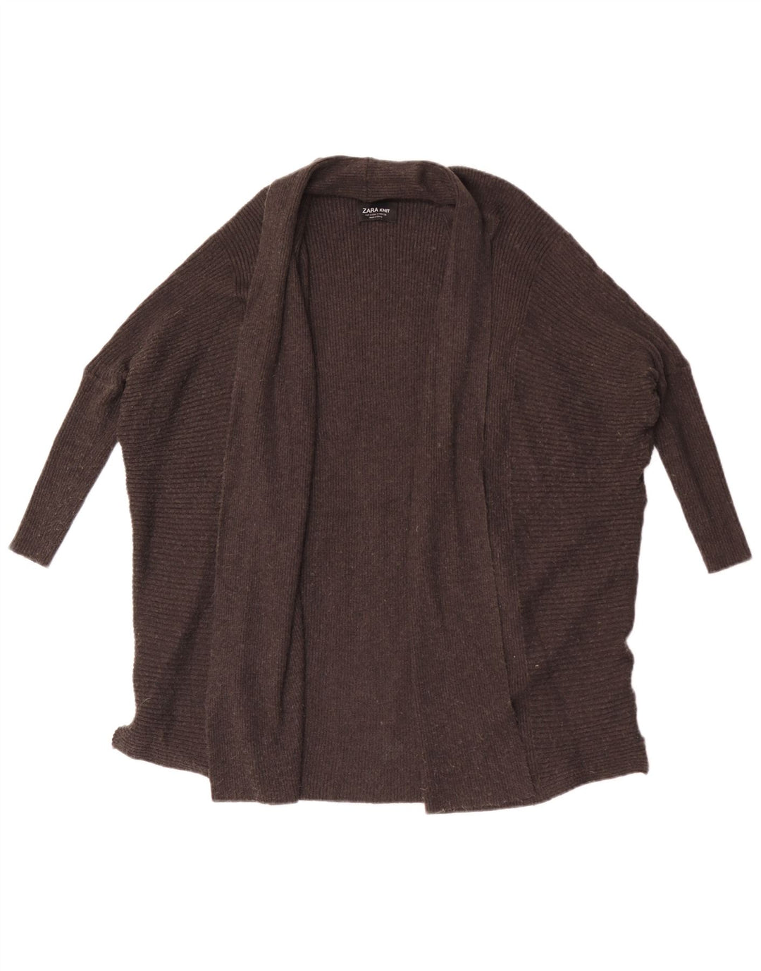 Zara Dame Oversized 3/4 Ærmet Åben Cardigan Sweater UK 10 Lille Grå