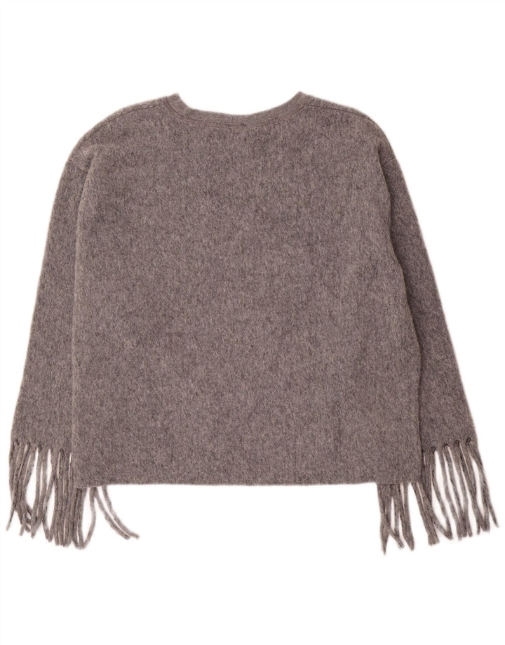 Zara Womens Oversized Boat Neck Jumper Sweater UK 16 Large Grå Polyester
